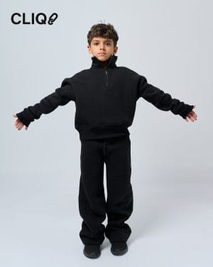Kids Half-zip Oversized Set - Black